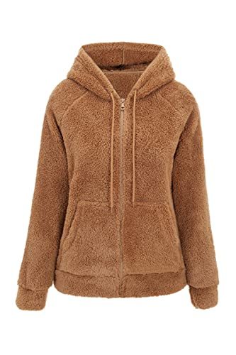 Bellivera Women Sherpa Jacket Fluffy Short Fuzzy Hood Faux Fur Cardigan Fleece-Lined Coat