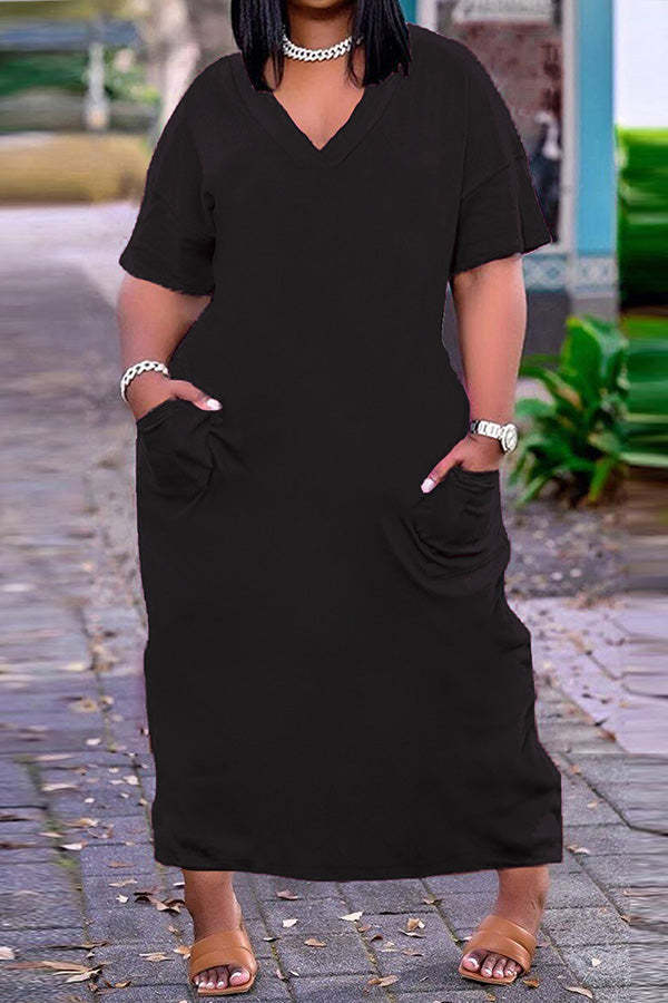 Sexy V-Neck Loose Plus Size Dress
