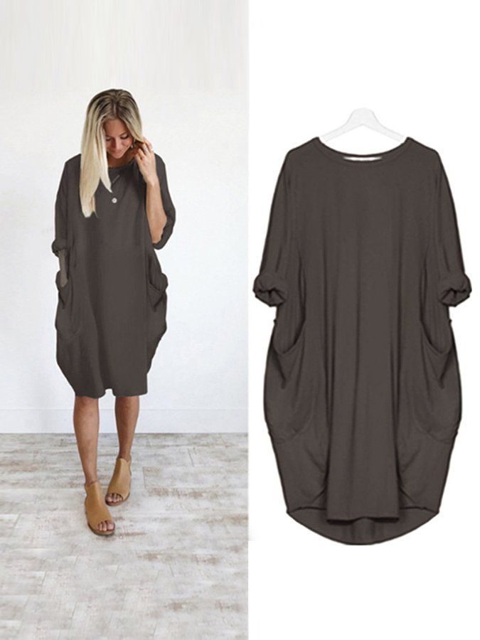 Women's Casual Solid O-Outline Dress