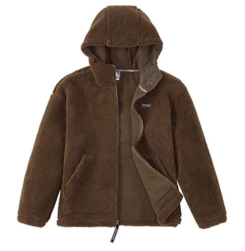 CAMEL CROWN Women's Warm Fleece Sherpa Jackets Hooded Faux Shearling Coats Oversized Winter Teddy Coat Zipper Outwear