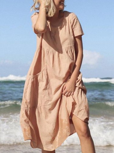 Women's Fashion Simple Casual Loose Swing Dress Beach Skirt