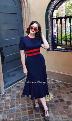 Agent Carter cosplay swing dress striped custom made blue iconic