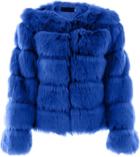 Simplee Women Luxury Winter Warm Fluffy Faux Fur Short Coat Jacket Parka Outwear