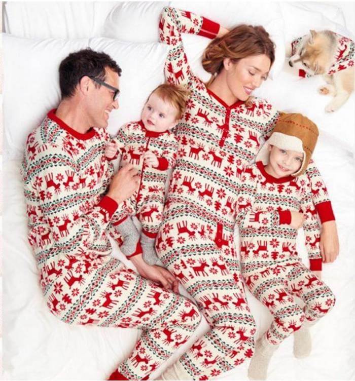 Family Matching Christmas Deer and Snowflake Pajamas Set