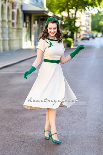 DIANA hand paint flower dress - swing or pencil dress custom made 1950s