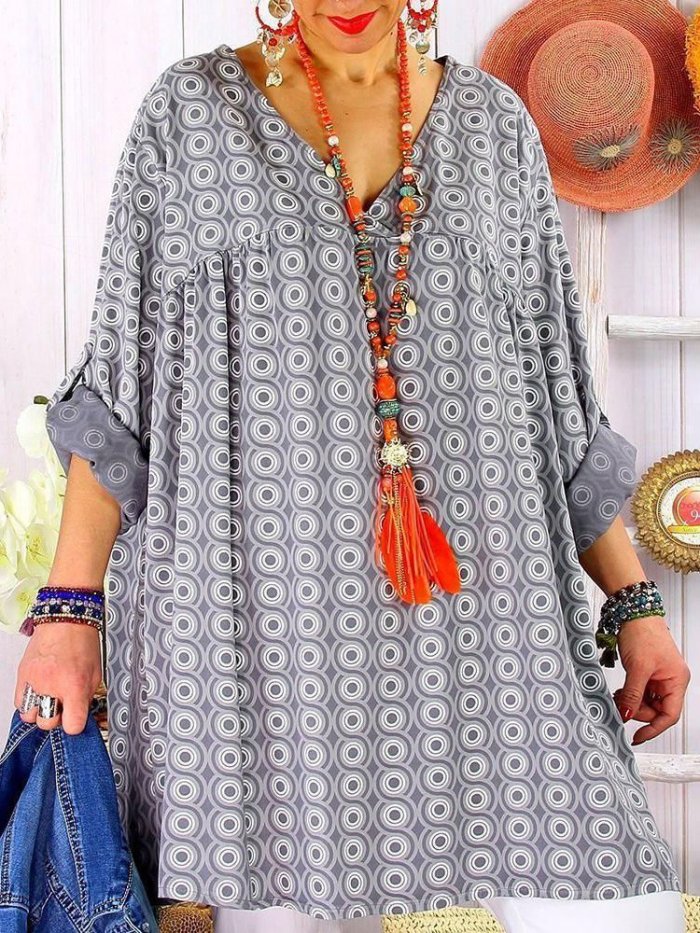 Women's Plus Size V-Neck Loose Short Sleeve T-Shirt