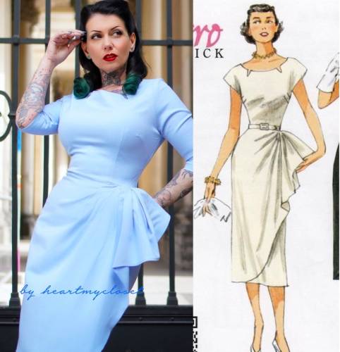 EVE - vintage draped 1950s inspiration custom made / pencil dress/ 1940s 1950s