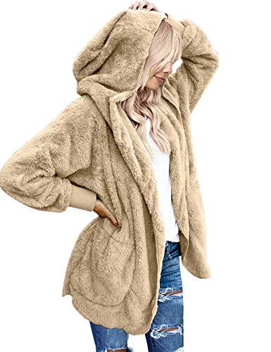 LookbookStore Women's Oversized Open Front Hooded Draped Pockets Cardigan Coat