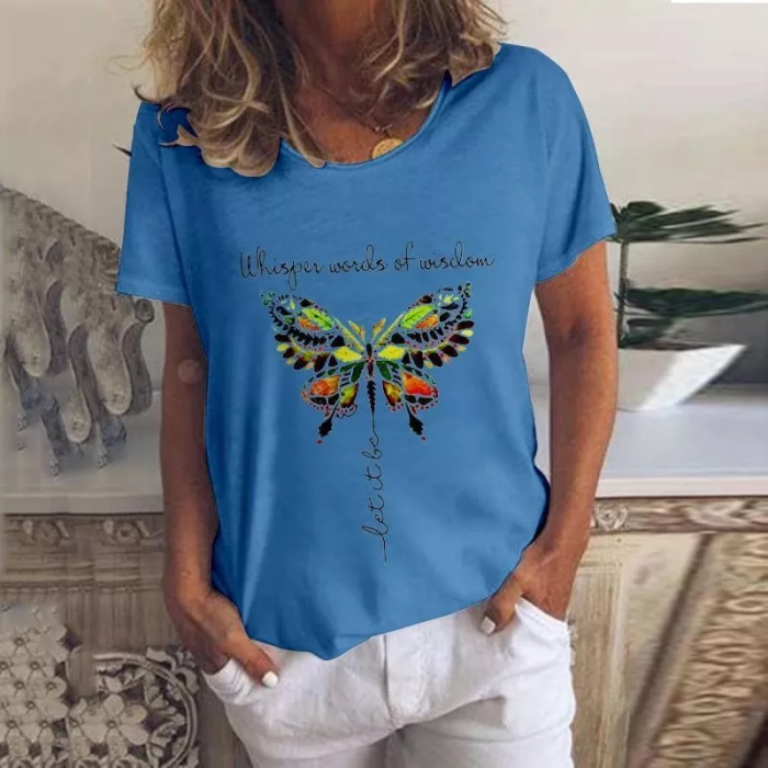 Women Whisper Words Of Wisdom Let It Be Butterfly T-Shirt