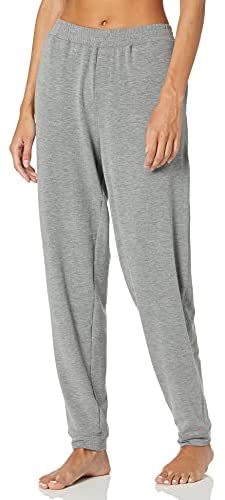 Women's Solid French Terry Cuffed Long Lounge Pant with Pockets