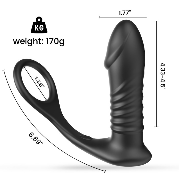 Ben 10 Thrilling Vibration 3 Thrusting Silicone Remote Control Cock Ring Anal Vibrator