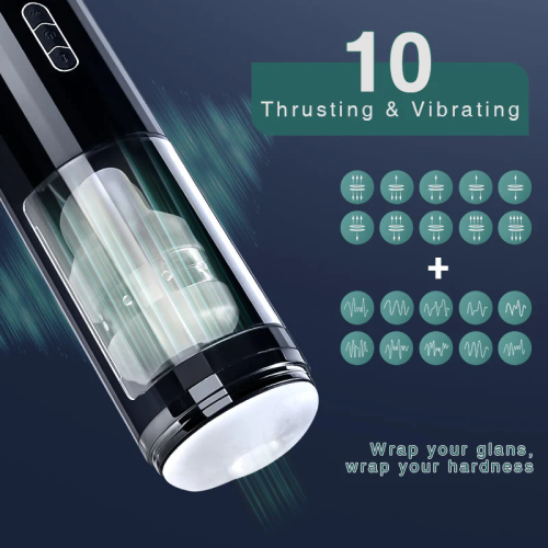 Edging 10 Powerful Thrusting&Vibrating Automatic Male Masturbator Cup