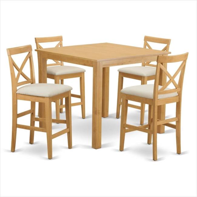 Furniture CFPB5-OAK-C 5 PC Counter Height Set - Counter Height Table and 4 Kitchen Bar stool.