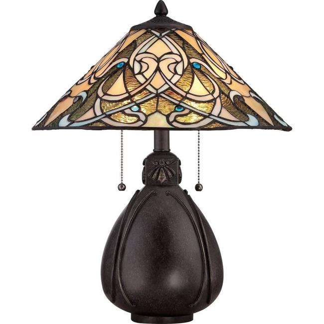 India Table Lamp Imperial Bronze Stained Glass Table Lamps