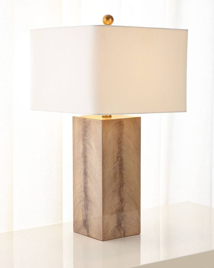 Collection Walnut Wood Veneer Table Lamp, Tan, Lighting Table u0026 Accent Lamps