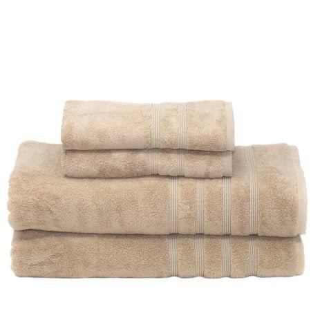 700 GSM Hotel Luxury Bamboo 4pc Extra Large Bathroom Set, Light Taupe, 2 Bath Towels Sheets 35x70 2 Hand Towels 16x30, S
