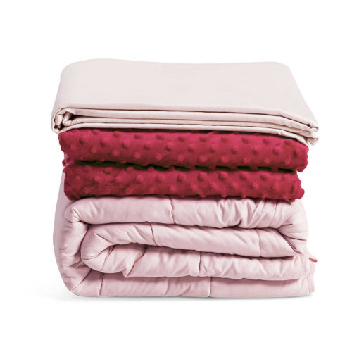 60x22 x 80x22 Weighted Blanket with Hot u0026 Cold Duvet Covers -Pink