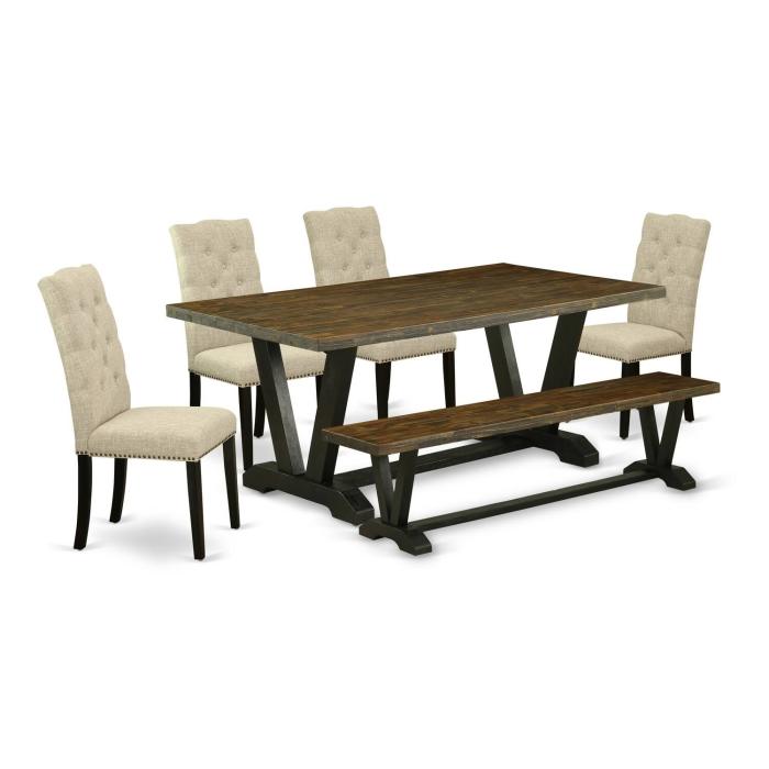 Furniture 5-Piece Dining Set Included 4 Kitchen Parson Chair Upholstered Seat and High Button Tufted Chair Back and Re