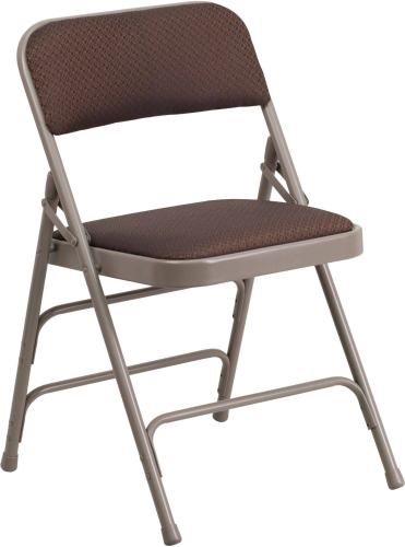 Flash Furniture Hercules Series Curved Triple Braced & Double Hinged Brown Patterned Fabric Metal Folding Chair