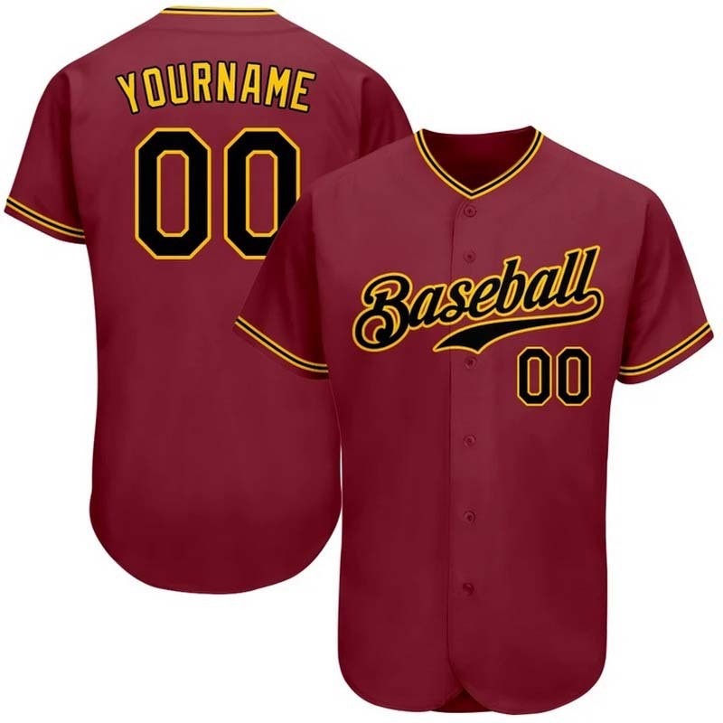 Custom Burgunry V-Neck Short Sleeves Baseball Jersey