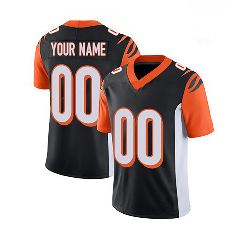 Custom Black-Orange V-Neck Short Sleeves Football Jersey