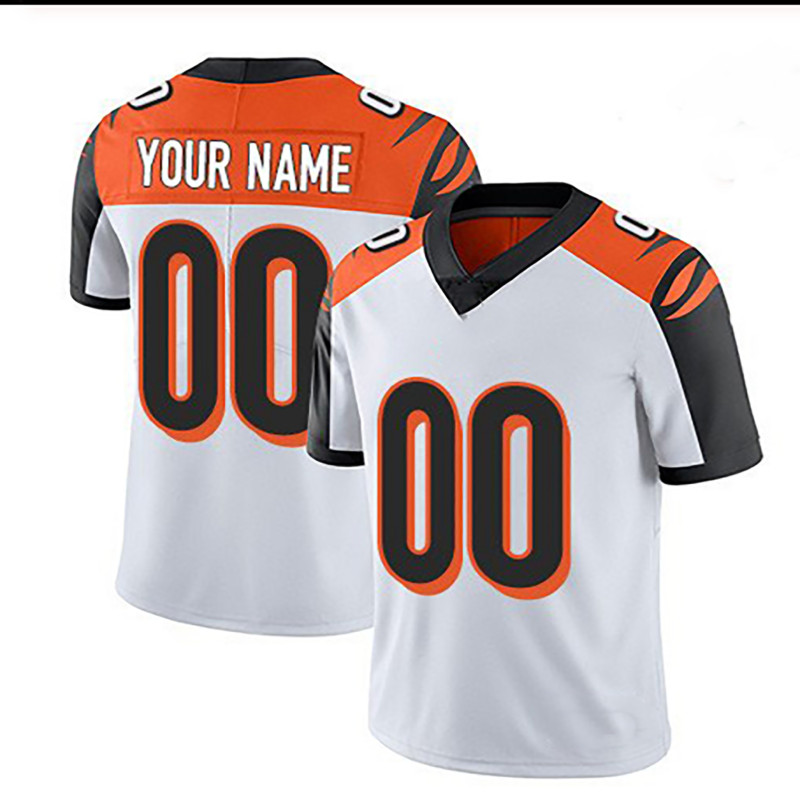 Custom White-Black-Orange V-Neck Short Sleeves Football Jersey