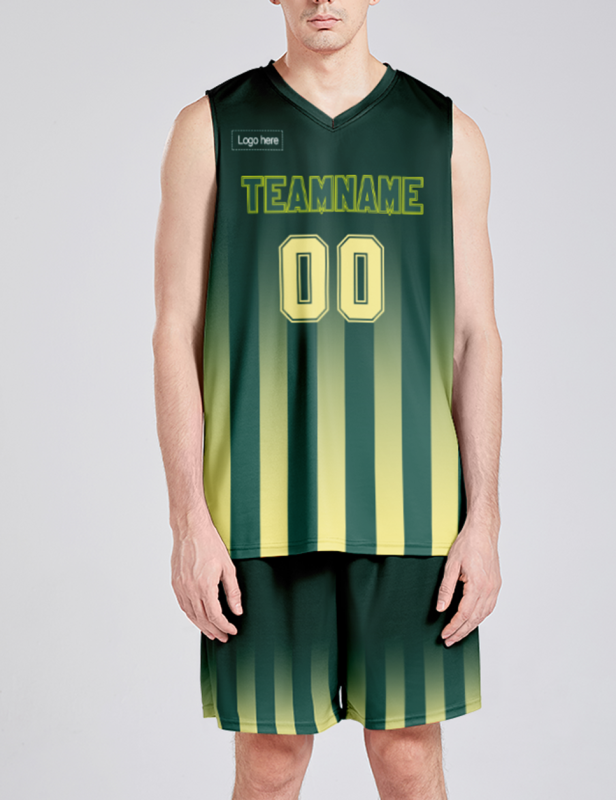 Custom Yellow And Green Pinstripe Authentic Suit Basketball Jersey