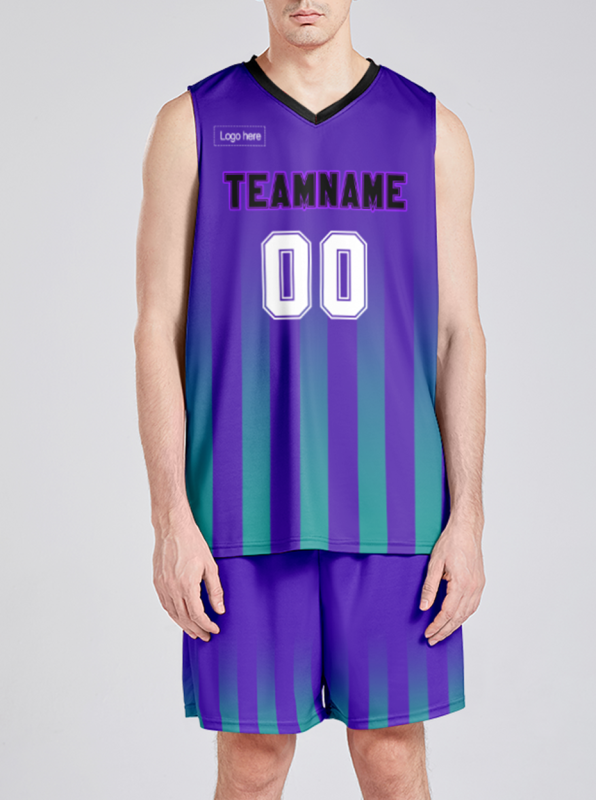 Custom Purple And Lake Blue Pinstripe Authentic Suit Basketball Jersey