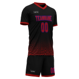 Custom Red And Black Sublimation Soccer Uniform Jersey