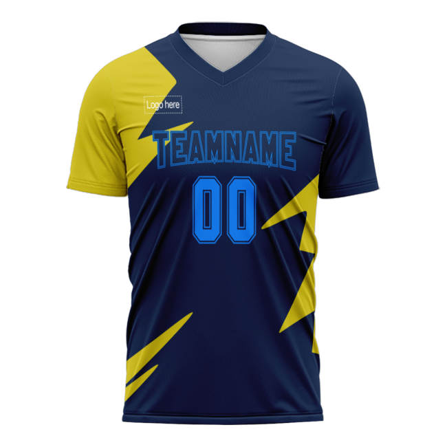 Custom Blue And Yellow Personalized Football Jersey
