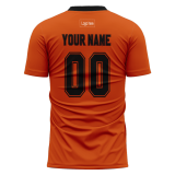 Custom Orange And Black Football Jersey Crop Top