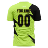 Custom Bright Green And Black Mesh Football Jerseys
