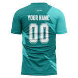 Custom Lake Green And White Mesh Design Football Jersey