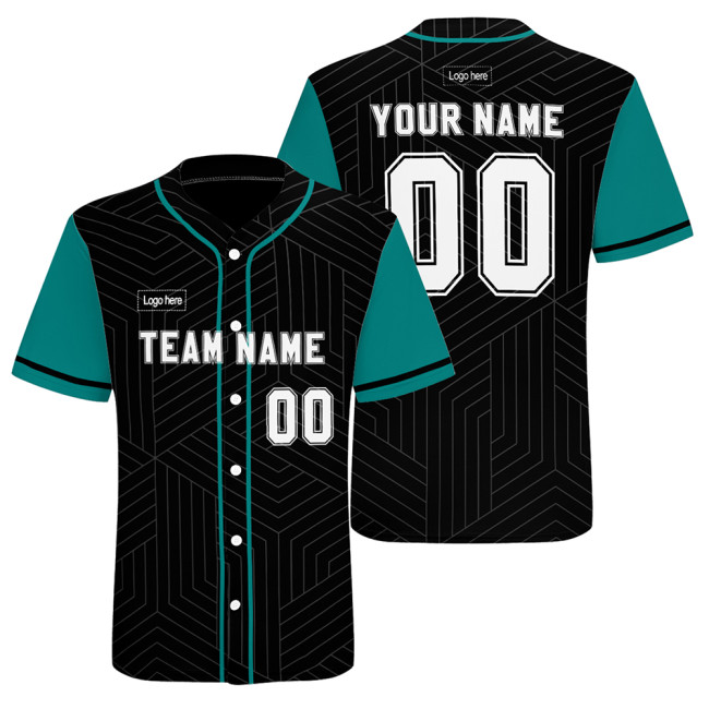 Custom Black Lake Blue T-Shirt Designs Sublimation Baseball Jersey