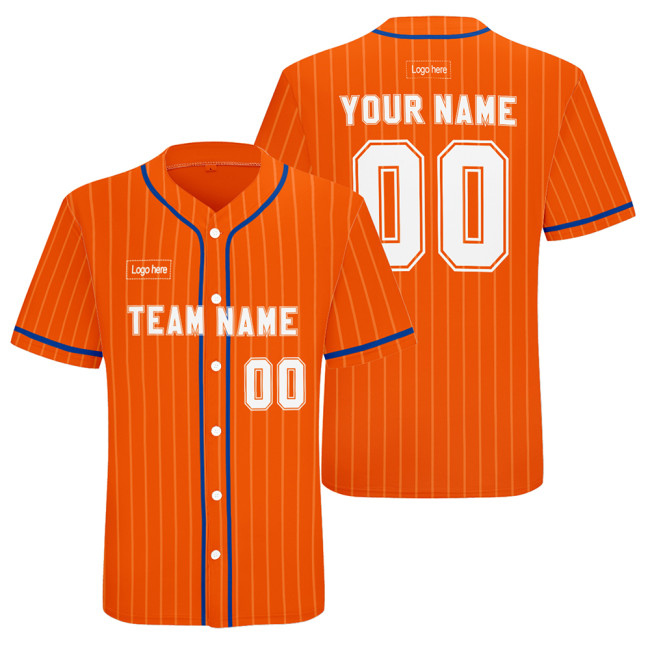 Custom Orange Baseball Shirt Jersey Design