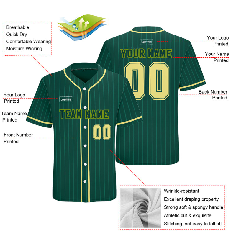 Custom Green Pinstripe Baseball Uniforms