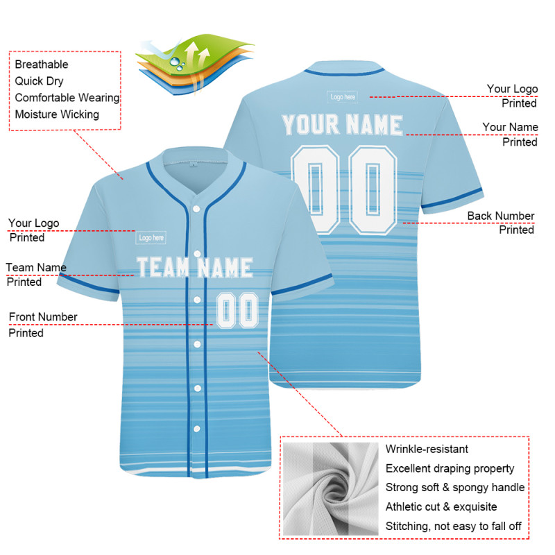 Custom Light Blue Tie Dye Baseball Jersey