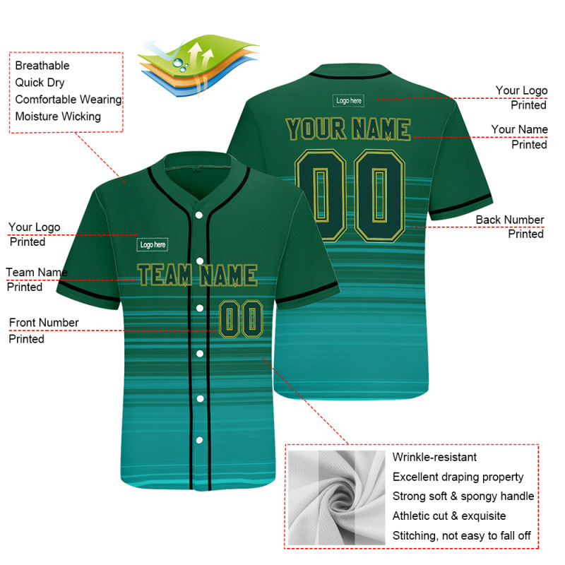Custom Green Authentic Fade Fashion Baseball Jersey