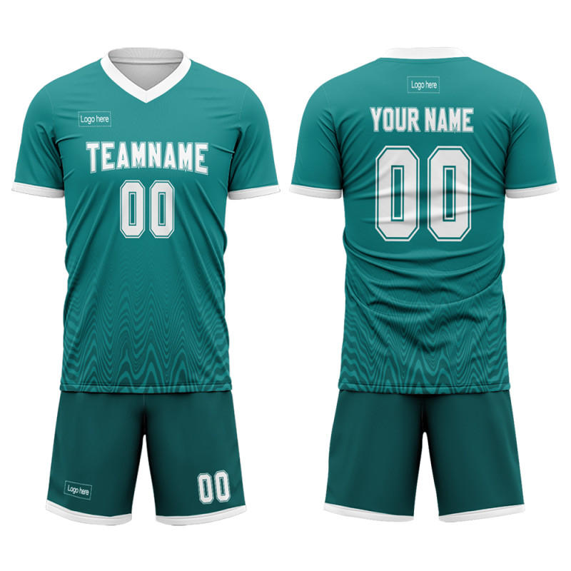 Custom Lake Green Soccer Uniform Jerseys