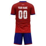 Custom Red And Blue Sublimation Soccer Uniform Jerseys