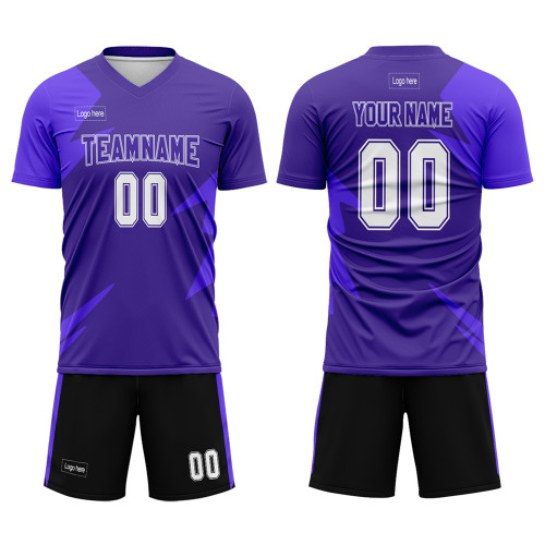 Custom Purple Black Sublimation US Soccer Tie Dye Uniforms