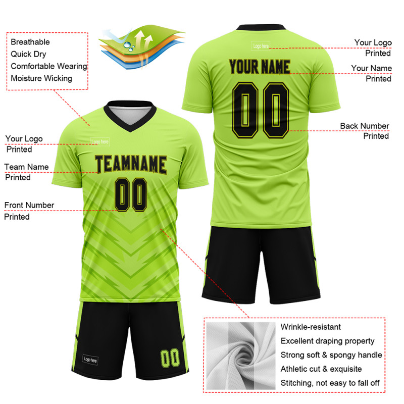 Custom Soccer Teams With Bright Green And Black Soccer Jerseys