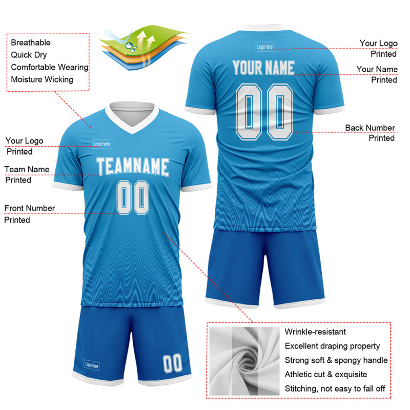 Custom Light Blue Sublimation Uniform Football Jersey