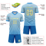 Custom Light Blue And Blue Sublimation Football Uniform Jersey