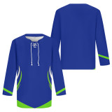 Custom Blue Green-White Hockey Jersey