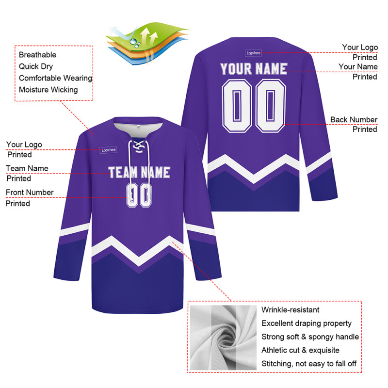 Custom Purple Blue-White Hockey Jersey