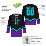 Custom Black Purple-Blue Hockey Jersey