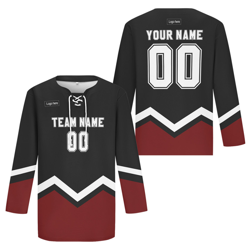 Custom Black Red-White Hockey Jersey