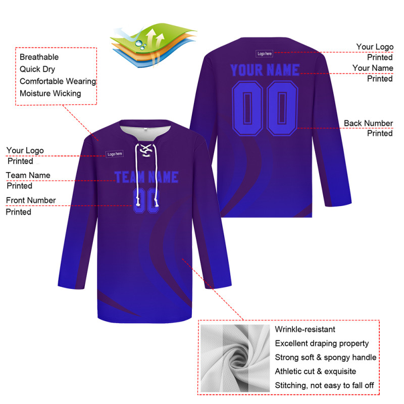 Custom Purple Blue Hockey Jersey
