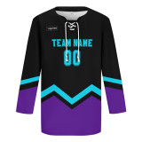 Custom Black Purple-Blue Hockey Jersey